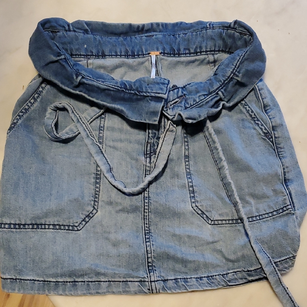 Free People Denim Blue Mini Skirt